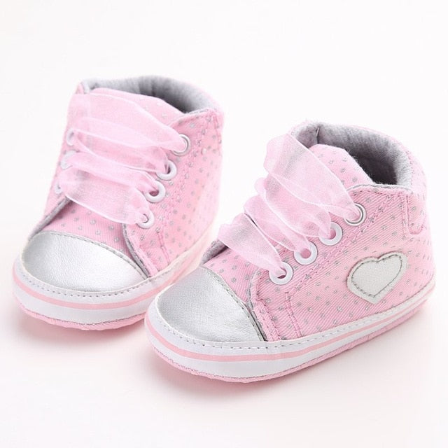Baby Shoes I Love PaPa&MaMa Letter Printed Soft Bottom Footwear Heart-shaped 0-18M Newborn First walker - Baby Homez
