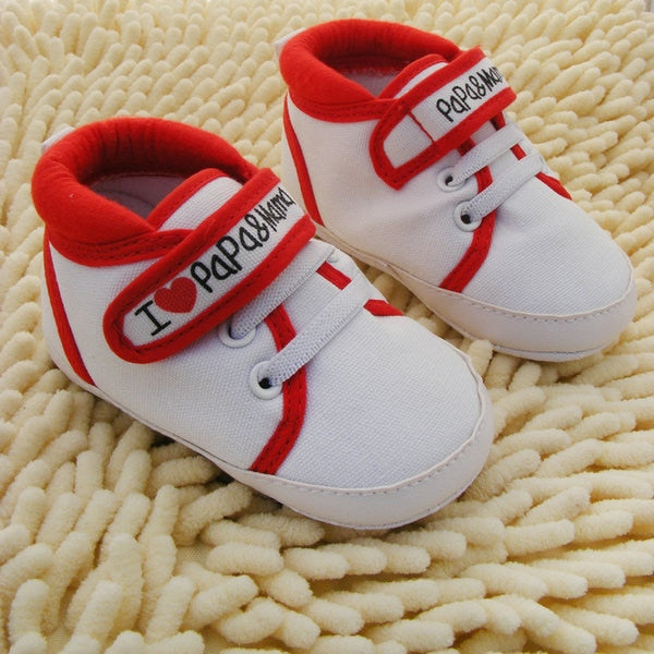 Baby Shoes I Love PaPa&MaMa Letter Printed Soft Bottom Footwear Heart-shaped 0-18M Newborn First walker - Baby Homez