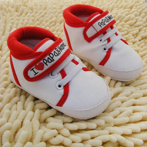 Baby Shoes I Love PaPa&MaMa Letter Printed Soft Bottom Footwear Heart-shaped 0-18M Newborn First walker - Baby Homez