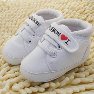 Baby Shoes I Love PaPa&MaMa Letter Printed Soft Bottom Footwear Heart-shaped 0-18M Newborn First walker - Baby Homez