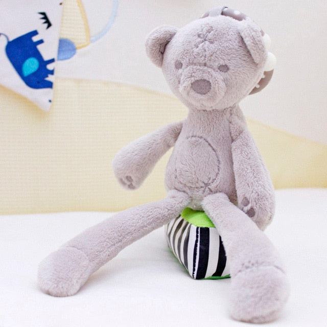 cute Baby Crib Stroller Toy Rabbit Bunny Bear Soft Plush infant Doll Mobile Bed Pram kid Animal Hanging Ring Ring Color Random - Baby Homez