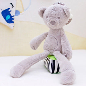 cute Baby Crib Stroller Toy Rabbit Bunny Bear Soft Plush infant Doll Mobile Bed Pram kid Animal Hanging Ring Ring Color Random - Baby Homez