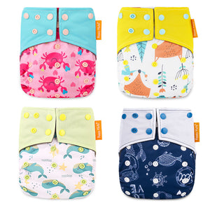 Happy Flute OS Cloth Diaper Bamboo Charcoal Pocket Diaper Christmas Baby Nappy Cloth Nappy 1 pcs Pack - Baby Homez