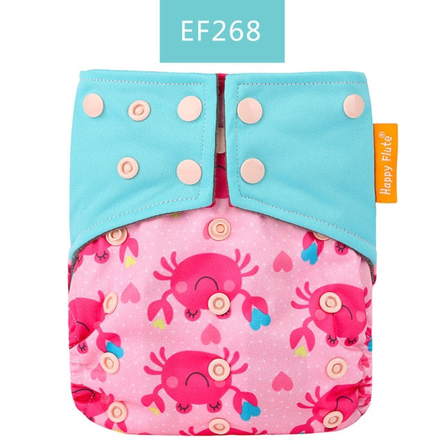 Happy Flute OS Cloth Diaper Bamboo Charcoal Pocket Diaper Christmas Baby Nappy Cloth Nappy 1 pcs Pack - Baby Homez