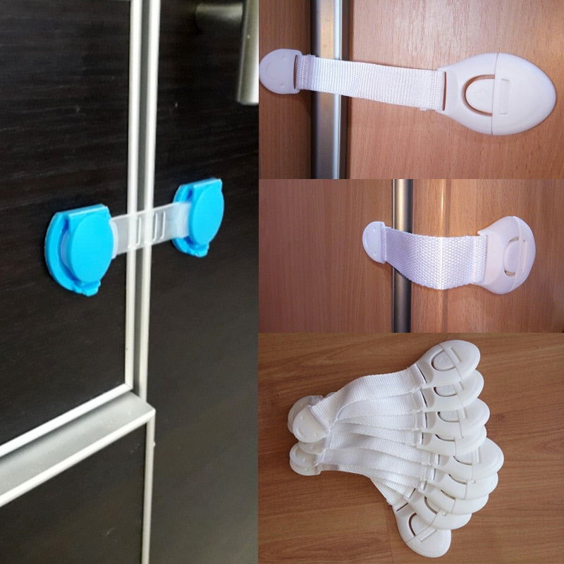 10pcs/Lot Drawer Door Cabinet Cupboard Toilet Safety Locks Baby Kids Safety Care Plastic Locks Straps Infant Baby Protection - Baby Homez