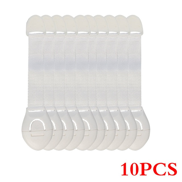 10pcs/Lot Drawer Door Cabinet Cupboard Toilet Safety Locks Baby Kids Safety Care Plastic Locks Straps Infant Baby Protection - Baby Homez