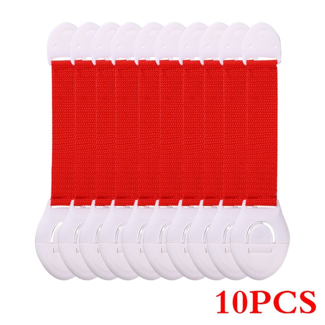 10pcs/Lot Drawer Door Cabinet Cupboard Toilet Safety Locks Baby Kids Safety Care Plastic Locks Straps Infant Baby Protection - Baby Homez
