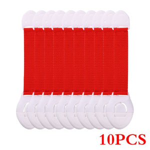 10pcs/Lot Drawer Door Cabinet Cupboard Toilet Safety Locks Baby Kids Safety Care Plastic Locks Straps Infant Baby Protection - Baby Homez