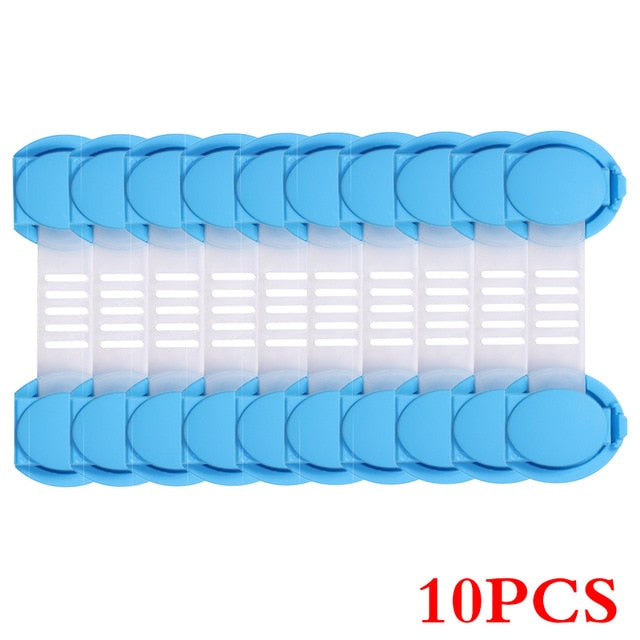 10pcs/Lot Drawer Door Cabinet Cupboard Toilet Safety Locks Baby Kids Safety Care Plastic Locks Straps Infant Baby Protection - Baby Homez