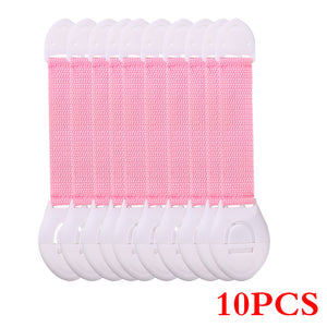 10pcs/Lot Drawer Door Cabinet Cupboard Toilet Safety Locks Baby Kids Safety Care Plastic Locks Straps Infant Baby Protection - Baby Homez
