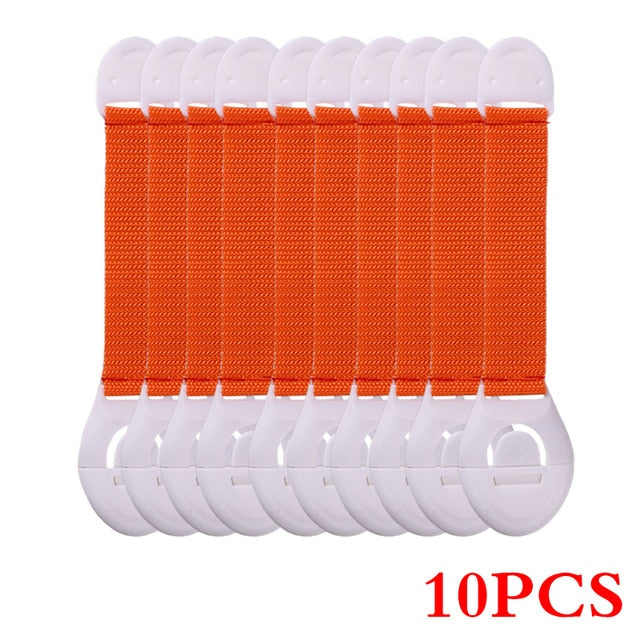 10pcs/Lot Drawer Door Cabinet Cupboard Toilet Safety Locks Baby Kids Safety Care Plastic Locks Straps Infant Baby Protection - Baby Homez