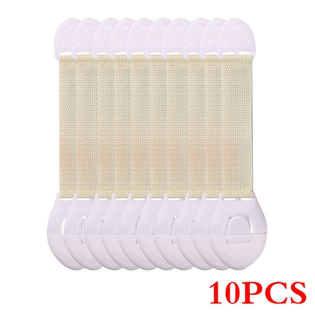 10pcs/Lot Drawer Door Cabinet Cupboard Toilet Safety Locks Baby Kids Safety Care Plastic Locks Straps Infant Baby Protection - Baby Homez