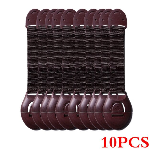 10pcs/Lot Drawer Door Cabinet Cupboard Toilet Safety Locks Baby Kids Safety Care Plastic Locks Straps Infant Baby Protection - Baby Homez