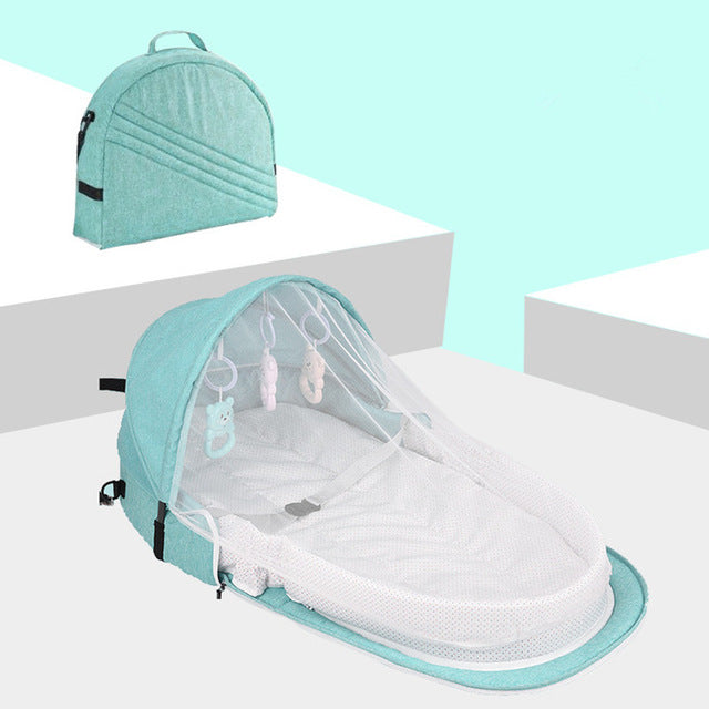 Baby Travel Portable Mobile Crib Baby Nest Cot Newborn Multi-function Folding Bed Child Foldable Chair With Toys Mosquito Net - Baby Homez