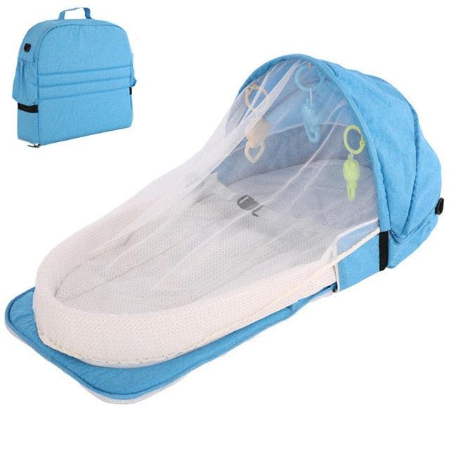Baby Travel Portable Mobile Crib Baby Nest Cot Newborn Multi-function Folding Bed Child Foldable Chair With Toys Mosquito Net - Baby Homez