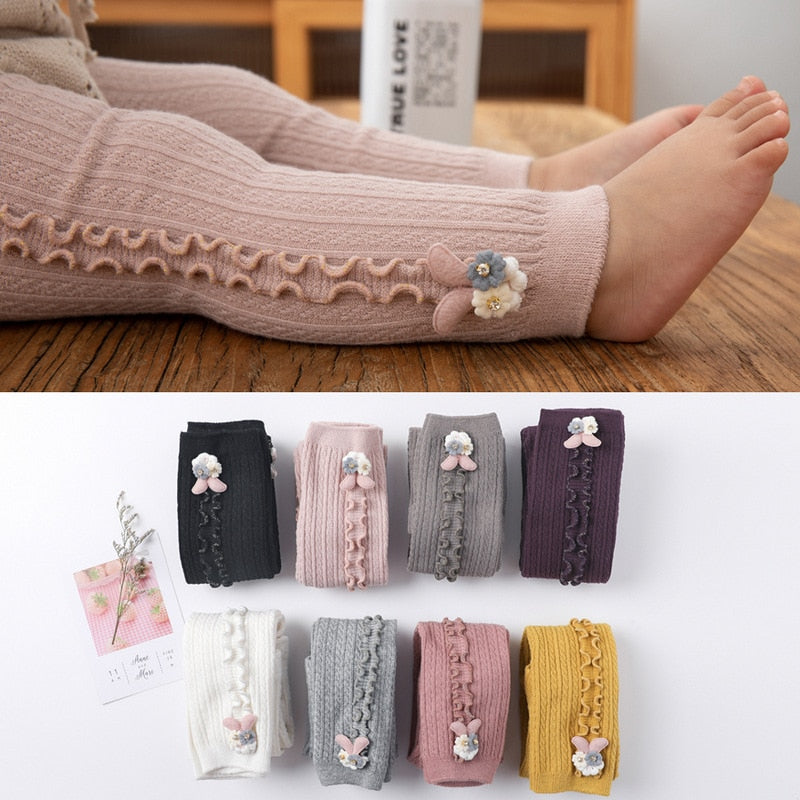 Baby Autumn Winter Tights Hot Baby Toddler Kid Girl Ribbed Stockings Cotton Warm Pantyhose Solid Candy Color Tight 0-5Y - Baby Homez