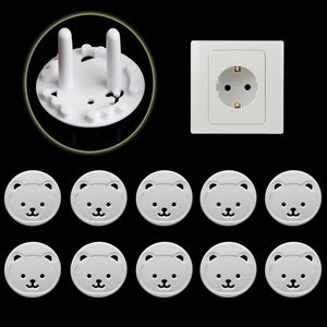 10pcs Bear EU Power Socket Electrical Outlet Baby Kids Child Safety Guard Protection Anti Electric Shock Plugs Protector Cover - Baby Homez