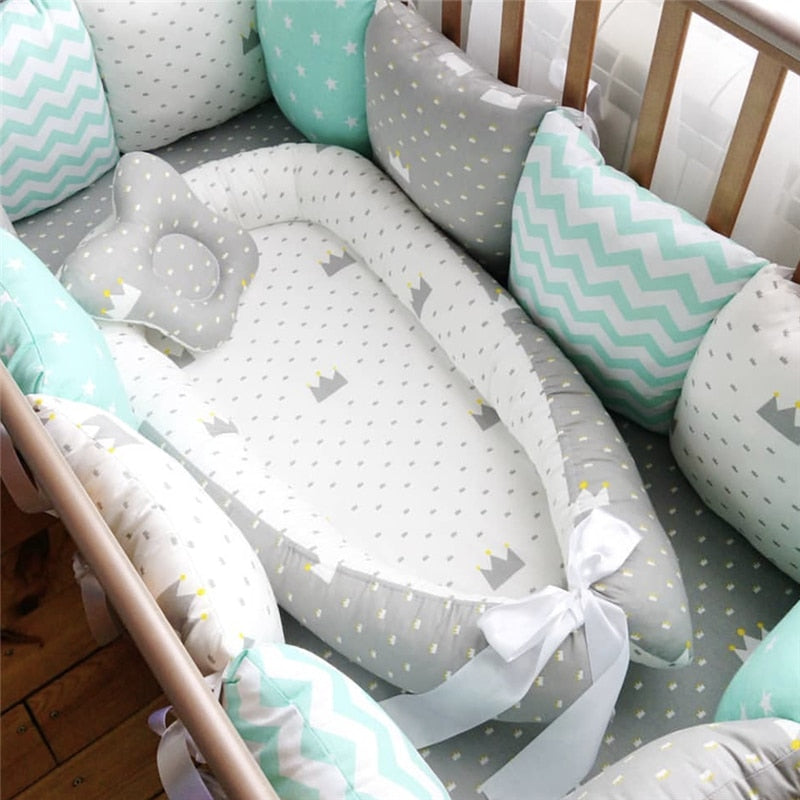 80*50cm Baby Nest Bed Portable Crib Travel Bed Infant Toddler Cotton Cradle for Newborn Baby Bed Bassinet Bumper - Baby Homez
