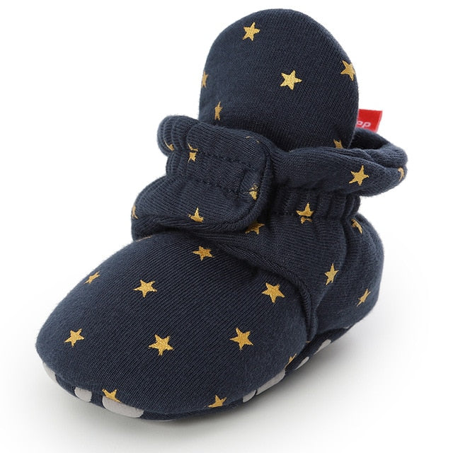 Newborn Baby Socks Shoes Boy Girl Star Toddler First Walkers Booties Cotton Comfort Soft Anti-slip Warm Infant Crib Shoes - Baby Homez