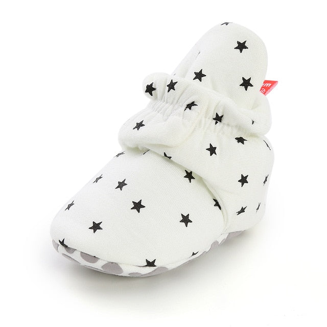 Newborn Baby Socks Shoes Boy Girl Star Toddler First Walkers Booties Cotton Comfort Soft Anti-slip Warm Infant Crib Shoes - Baby Homez
