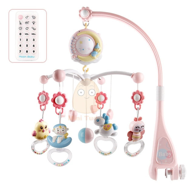 Baby Rattles Crib Mobiles Toy Holder Rotating Mobile Bed Bell Musical Box Projection 0-12 Months Newborn Infant Baby Boy Toys - Baby Homez