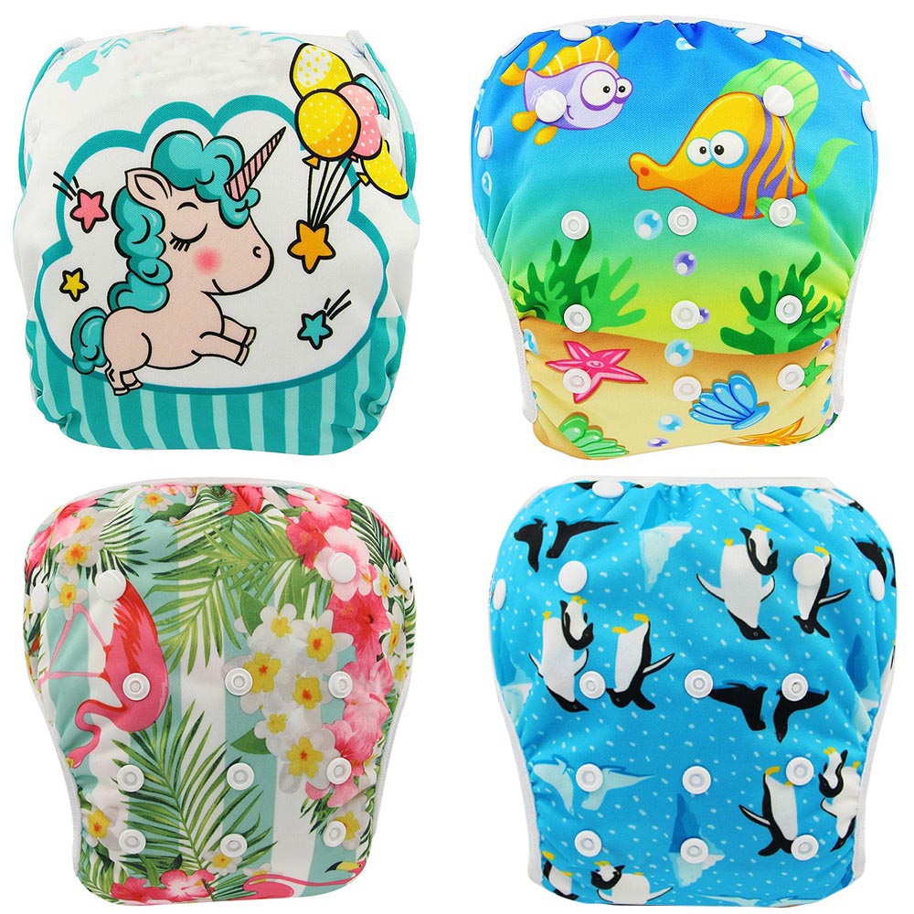 Ohbabyka Baby Swim Diaper Waterproof Adjustable Cloth Diapers Pool Pant Swimming Diaper Cover Reusable Washable Baby Nappies - Baby Homez