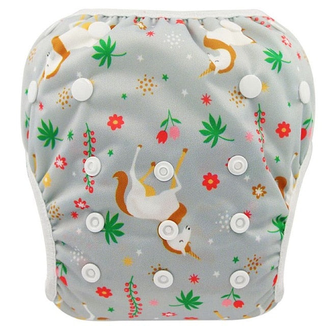Ohbabyka Baby Swim Diaper Waterproof Adjustable Cloth Diapers Pool Pant Swimming Diaper Cover Reusable Washable Baby Nappies - Baby Homez