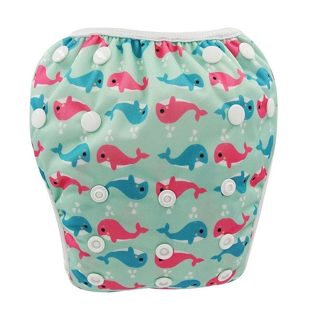 Ohbabyka Baby Swim Diaper Waterproof Adjustable Cloth Diapers Pool Pant Swimming Diaper Cover Reusable Washable Baby Nappies - Baby Homez