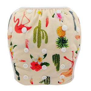 Ohbabyka Baby Swim Diaper Waterproof Adjustable Cloth Diapers Pool Pant Swimming Diaper Cover Reusable Washable Baby Nappies - Baby Homez