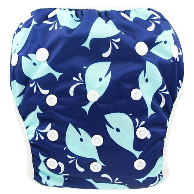 Ohbabyka Baby Swim Diaper Waterproof Adjustable Cloth Diapers Pool Pant Swimming Diaper Cover Reusable Washable Baby Nappies - Baby Homez