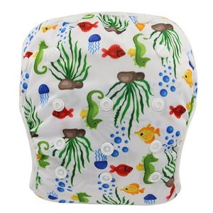Ohbabyka Baby Swim Diaper Waterproof Adjustable Cloth Diapers Pool Pant Swimming Diaper Cover Reusable Washable Baby Nappies - Baby Homez