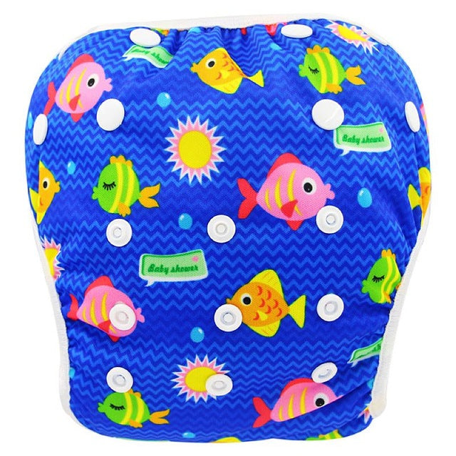 Ohbabyka Baby Swim Diaper Waterproof Adjustable Cloth Diapers Pool Pant Swimming Diaper Cover Reusable Washable Baby Nappies - Baby Homez