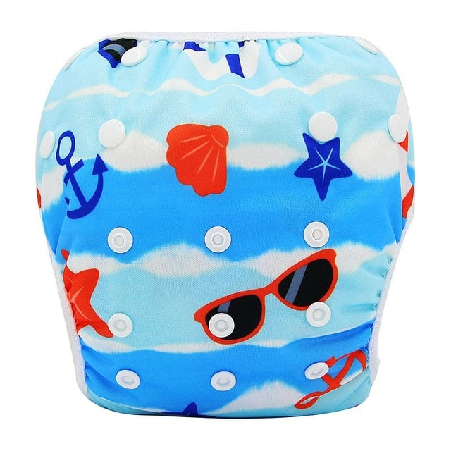 Ohbabyka Baby Swim Diaper Waterproof Adjustable Cloth Diapers Pool Pant Swimming Diaper Cover Reusable Washable Baby Nappies - Baby Homez
