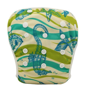 Ohbabyka Baby Swim Diaper Waterproof Adjustable Cloth Diapers Pool Pant Swimming Diaper Cover Reusable Washable Baby Nappies - Baby Homez