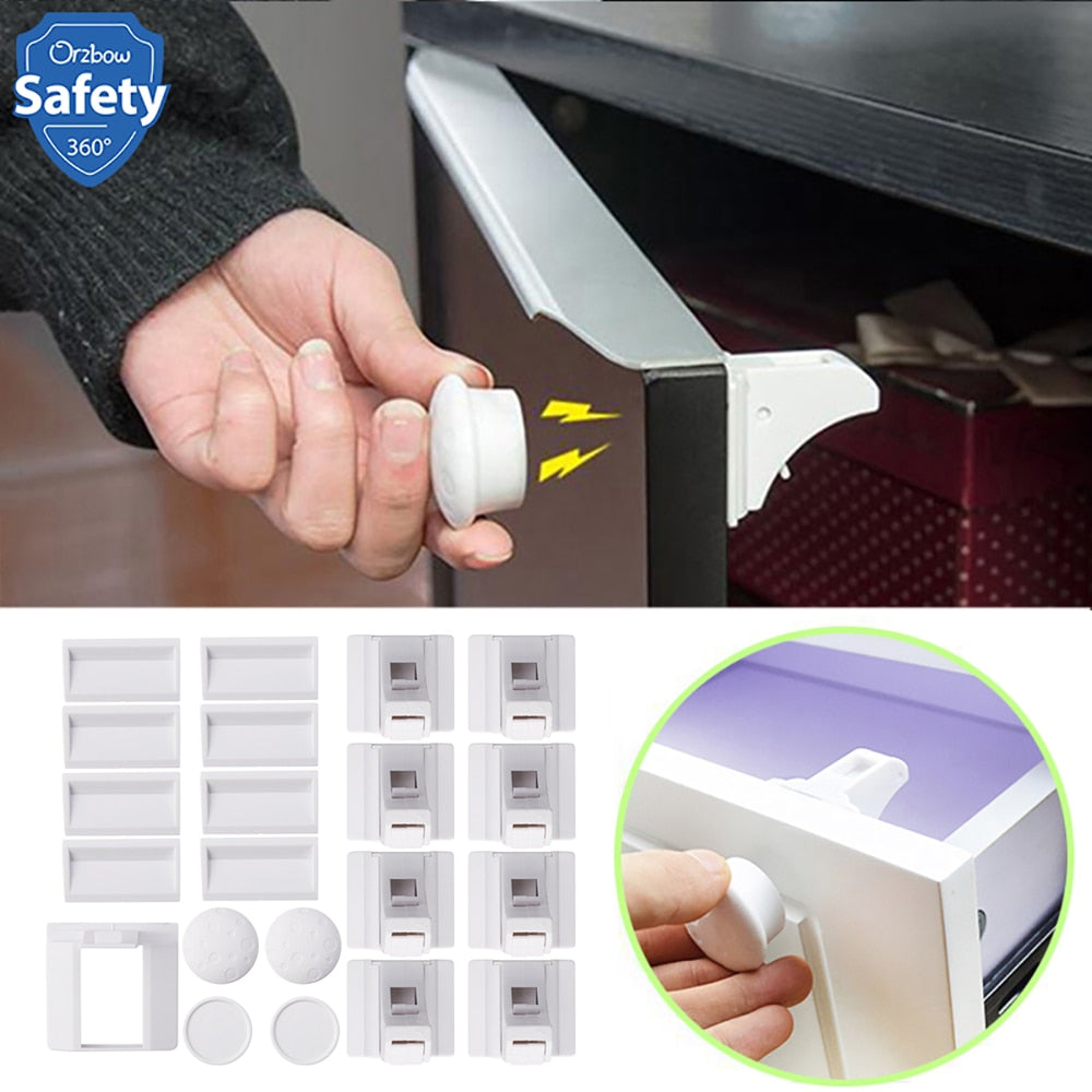 Magnetic Child Lock Baby Safety Cabinet Drawer Door Lock Children Protection Invisible Lock Kids Security 4/8 Locks + 1/2 Key - Baby Homez