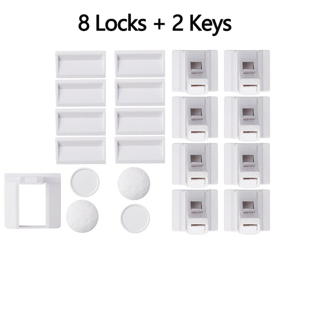 Magnetic Child Lock Baby Safety Cabinet Drawer Door Lock Children Protection Invisible Lock Kids Security 4/8 Locks + 1/2 Key - Baby Homez