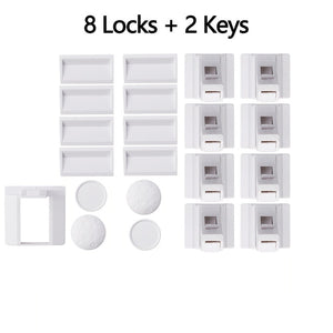 Magnetic Child Lock Baby Safety Cabinet Drawer Door Lock Children Protection Invisible Lock Kids Security 4/8 Locks + 1/2 Key - Baby Homez