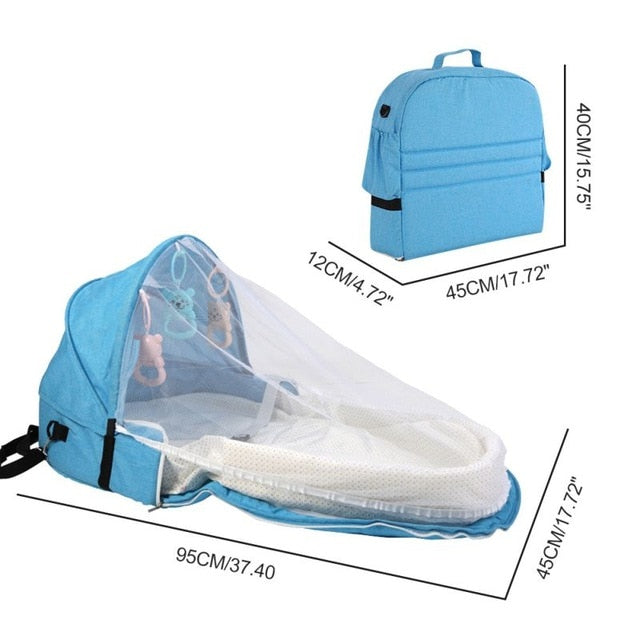 Baby Travel Portable Mobile Crib Baby Nest Cot Newborn Multi-function Folding Bed Child Foldable Chair With Toys Mosquito Net - Baby Homez