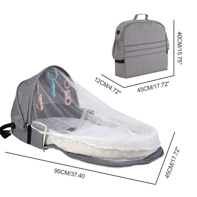 Baby Travel Portable Mobile Crib Baby Nest Cot Newborn Multi-function Folding Bed Child Foldable Chair With Toys Mosquito Net - Baby Homez