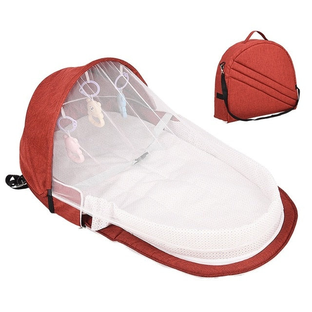 Baby Travel Portable Mobile Crib Baby Nest Cot Newborn Multi-function Folding Bed Child Foldable Chair With Toys Mosquito Net - Baby Homez