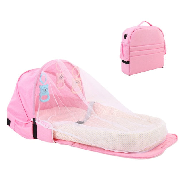 Baby Travel Portable Mobile Crib Baby Nest Cot Newborn Multi-function Folding Bed Child Foldable Chair With Toys Mosquito Net - Baby Homez