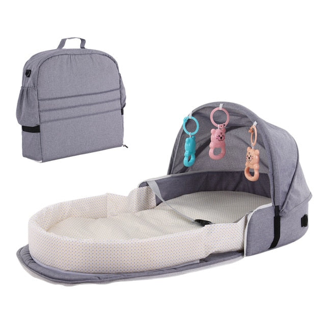 Baby Travel Portable Mobile Crib Baby Nest Cot Newborn Multi-function Folding Bed Child Foldable Chair With Toys Mosquito Net - Baby Homez