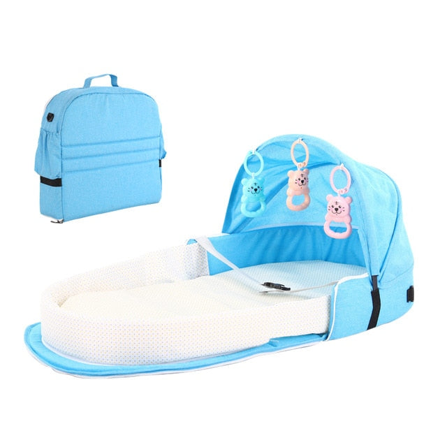 Baby Travel Portable Mobile Crib Baby Nest Cot Newborn Multi-function Folding Bed Child Foldable Chair With Toys Mosquito Net - Baby Homez