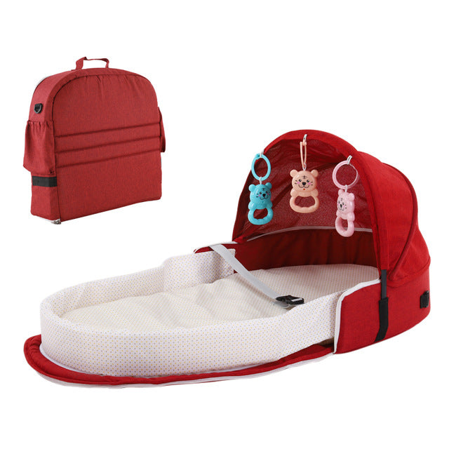 Baby Travel Portable Mobile Crib Baby Nest Cot Newborn Multi-function Folding Bed Child Foldable Chair With Toys Mosquito Net - Baby Homez