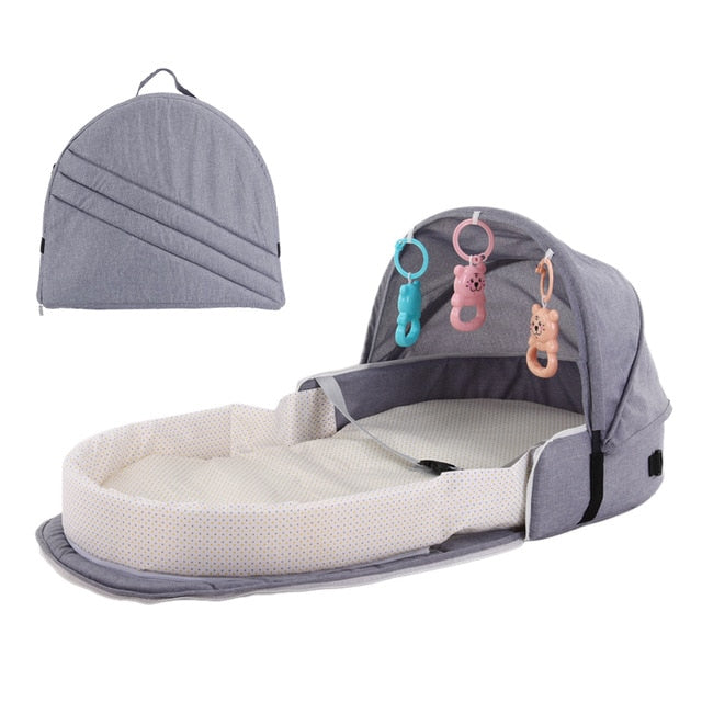 Baby Travel Portable Mobile Crib Baby Nest Cot Newborn Multi-function Folding Bed Child Foldable Chair With Toys Mosquito Net - Baby Homez
