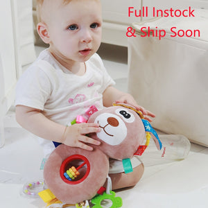 Baby Plush Rattles Cartoon Bear Cow Animal Mobiles Toys Infant Stroller Hanging Mobile Rattles Newborn Toys with Teether - Baby Homez