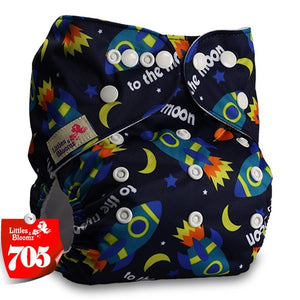Littles&Bloomz Baby Washable Reusable Real Cloth Pocket Nappy Diaper Cover Wrap suits Birth to Potty One Size Nappy  Inserts - Baby Homez