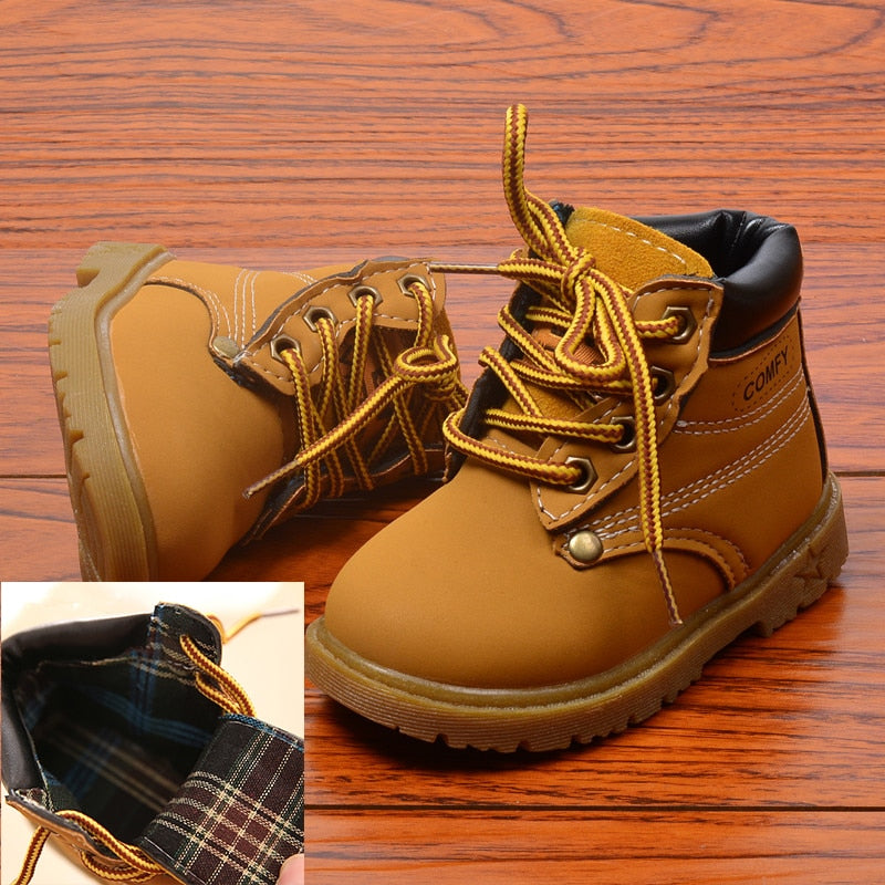 Autumn Winter Baby Boots Toddler Martin Boots Kids Shoes Boys Girls Snow Boots Girls Boys Plush Fashion Boots Shoes Size 21-30 - Baby Homez