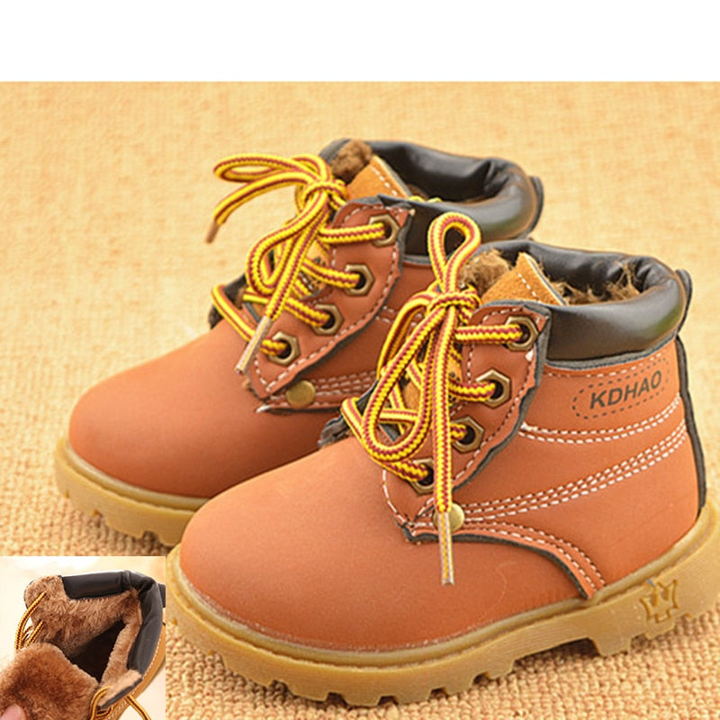 Autumn Winter Baby Boots Toddler Martin Boots Kids Shoes Boys Girls Snow Boots Girls Boys Plush Fashion Boots Shoes Size 21-30 - Baby Homez