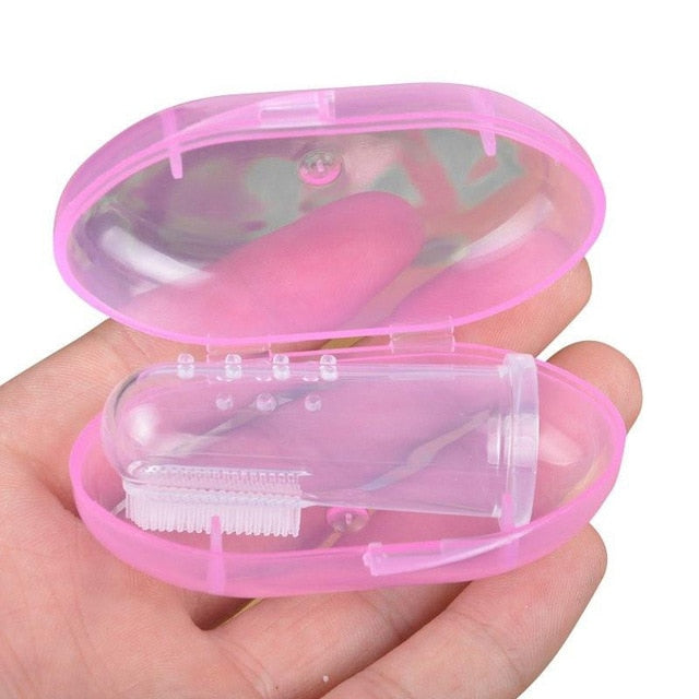 Silicon Toothbrush+Box Baby Finger Toothbrush  Children Teeth Clean Soft Silicone Infant Tooth Brush Rubber Cleaning Baby Brush - Baby Homez